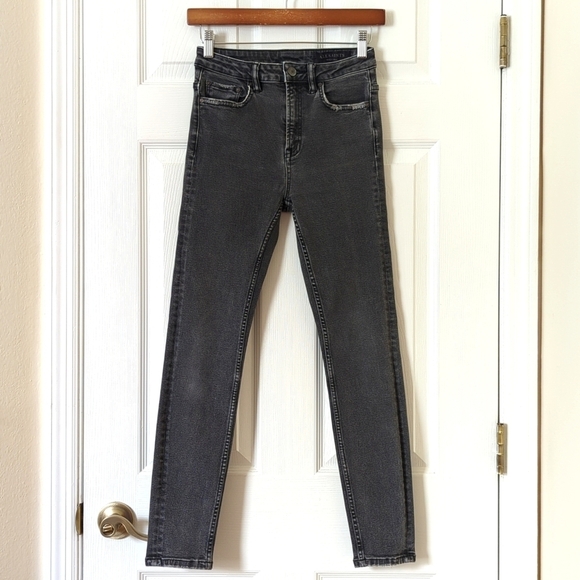 All Saints Nyla Classic High Waisted Ankle Cropped Skinny Jeans Faded Black 26 - Picture 1 of 15